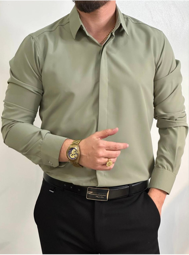 پیراهن آستین بلند پارچه دوشین لاین VIP رنگ کرم نسکافه سایزM تا ۵XL