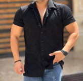 پیراهن مردانه آستین بلند مشکی سایز M تا 5XL