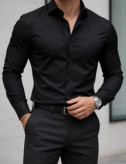 پیراهن مردانه آستین بلند مشکی سایز M تا 5XL