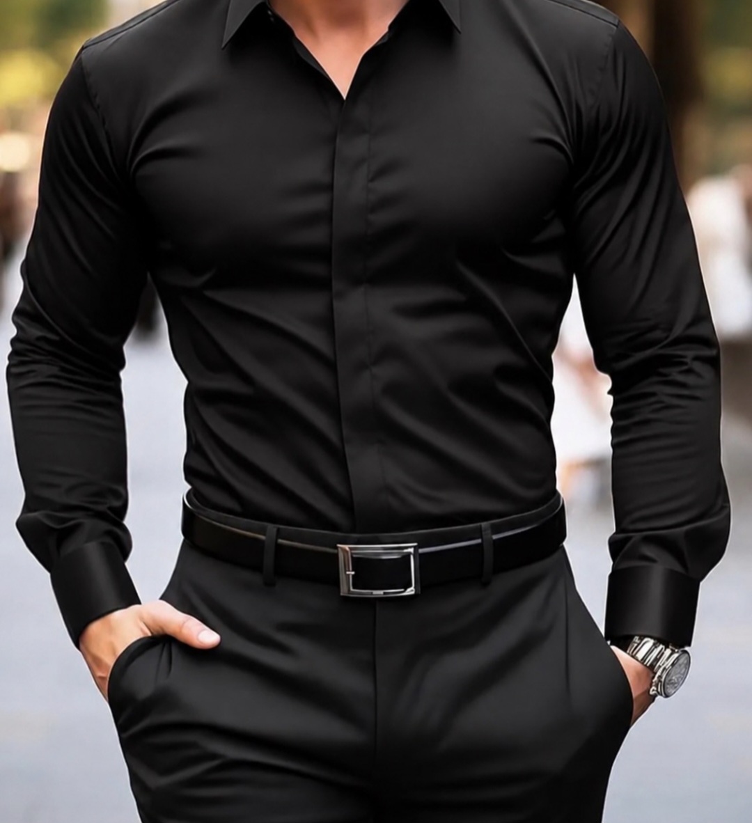 پیراهن آستین بلند مجلسی یقه خرگوشی رنگ مشکی سایزM تا ۵XL